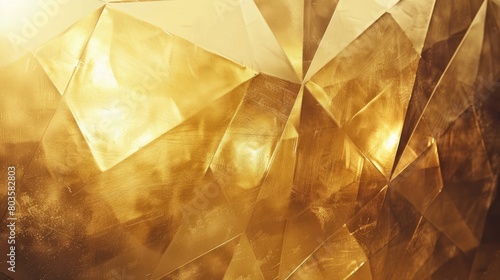 Shiny gold geometric metal texture adds elegance and sophistication, Ai Generated. photo