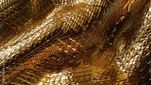 Shiny gold geometric metal texture adds elegance and sophistication, Ai Generated.