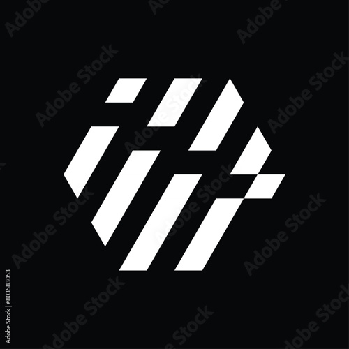 vector monogram logo design in the shape of a hexagon and forming the letters "i".