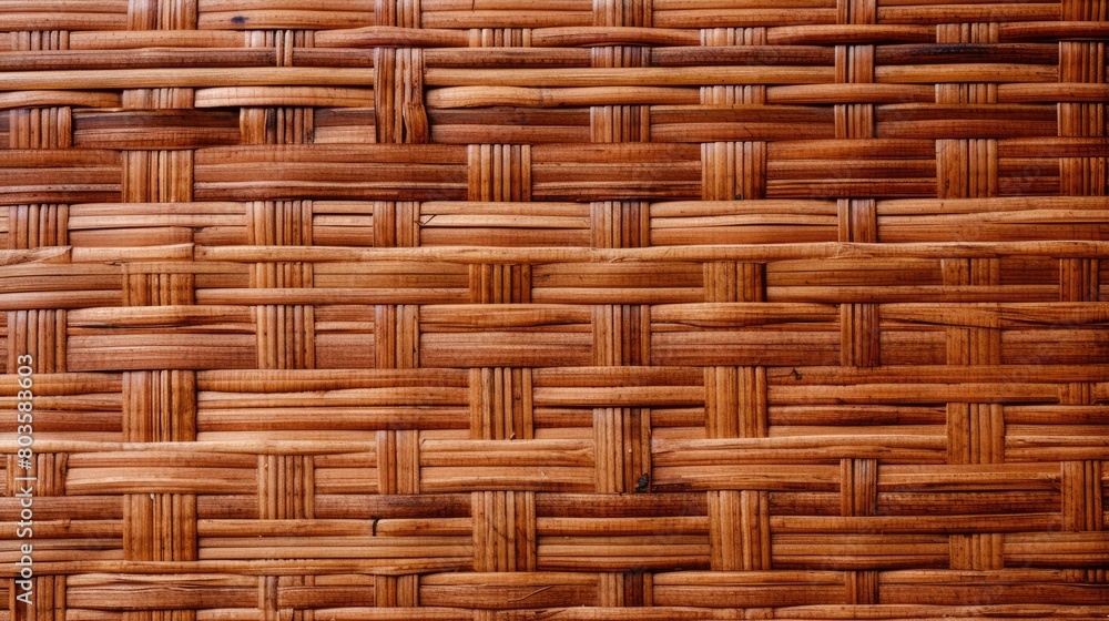 Brown bamboo weave texture, a nature background with handicraft charm. Ai Generated.
