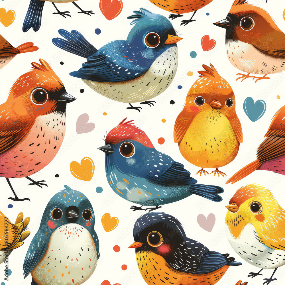 Hand drawn seamless birds pattern Hand drawn seamless birds pattern