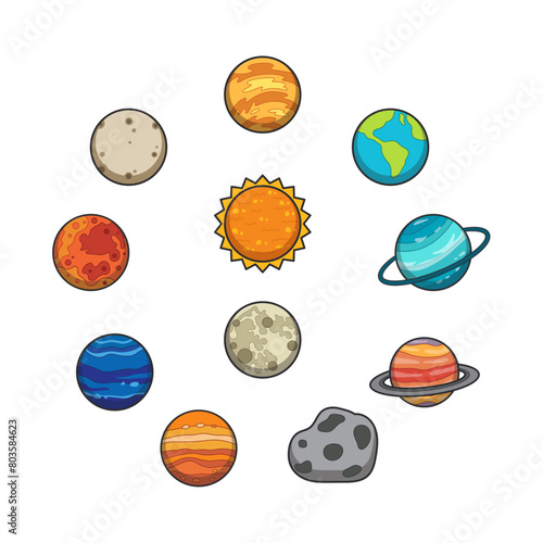Cartoon planets icons set