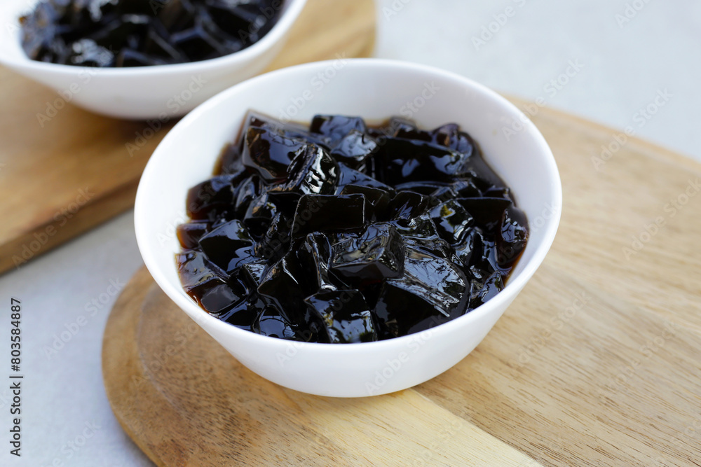 Grass jelly, herbal dessert. Mesona chinensis Grass jelly, herbal dessert. Mesona chinensis
