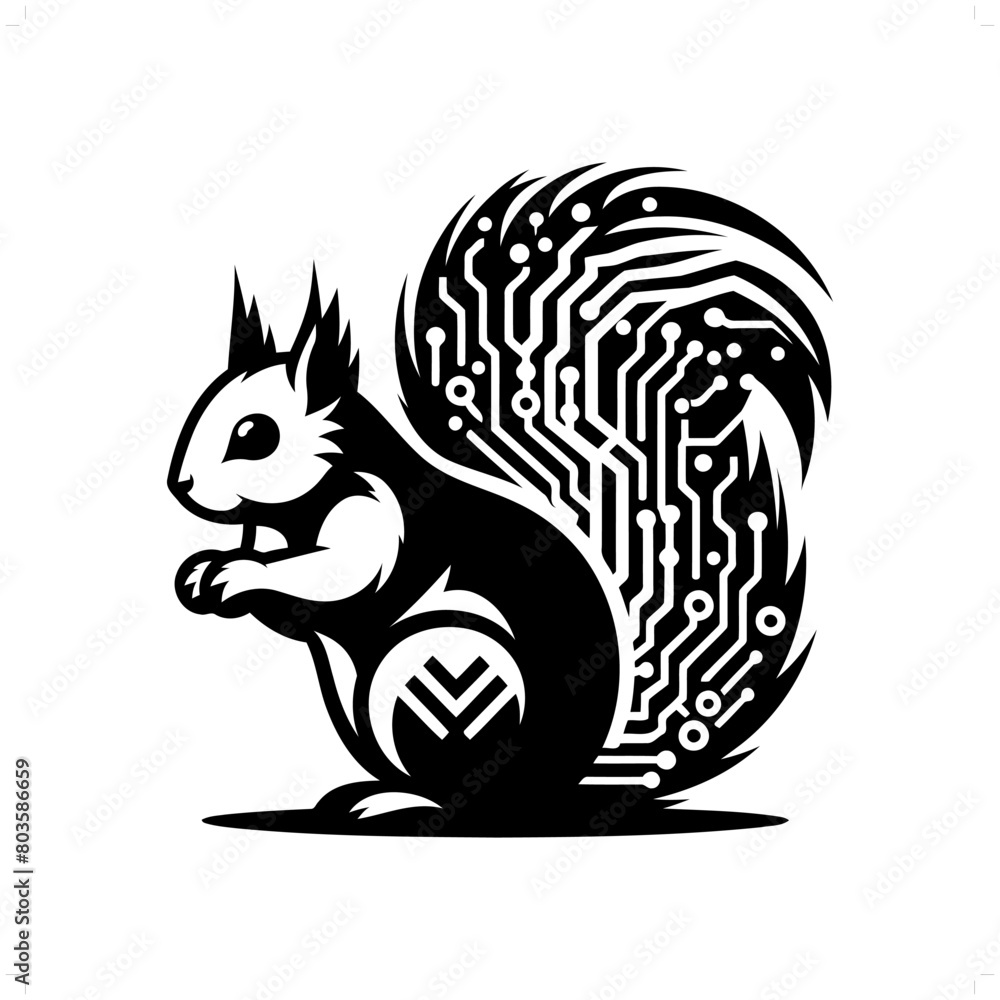 Squirrel silhouette in animal cyberpunk, modern futuristic illustration Squirrel silhouette in animal cyberpunk, modern futuristic illustration