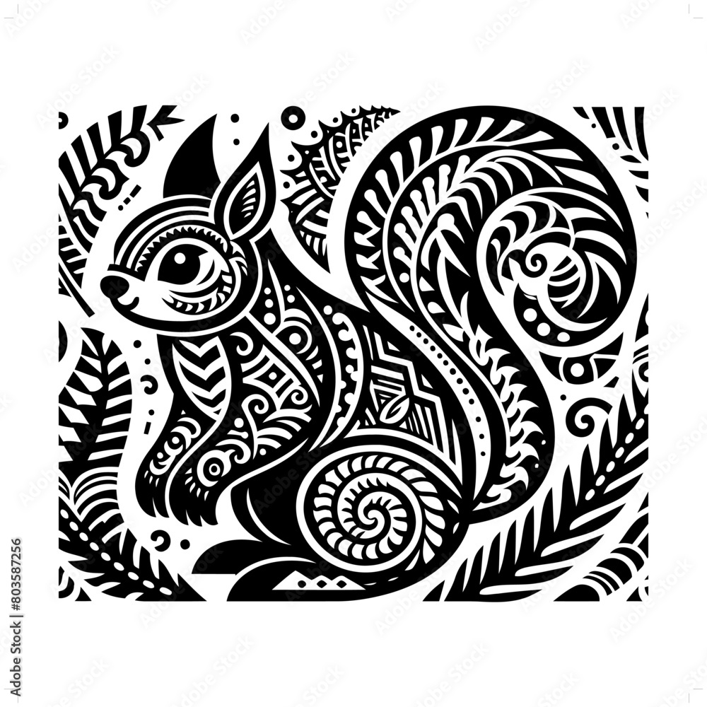Squirrel silhouette in animal ethnic, polynesia tribal illustration Squirrel silhouette in animal ethnic, polynesia tribal illustration