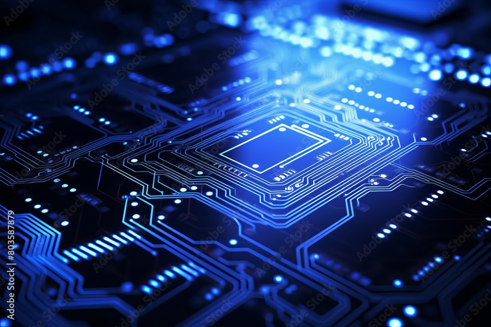Abstract technology background, neon blue circuits glowing, closeup shot, high detail Abstract technology background, neon blue circuits glowing, closeup shot, high detail