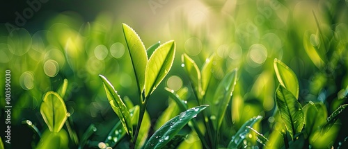 Macro shot of a calming tea garden, natural beauty and tranquility photo