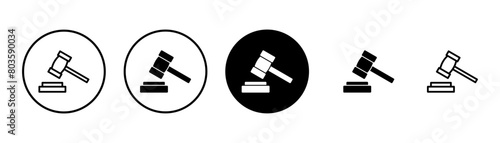 Gavel icon vector isolated on white background. Hammer icon vector. Judge Gavel Auction Icon Vector. Bid