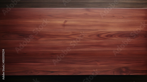 imagine A minimalist aerial shot of an empty wooden table in a rich mahogany shade.