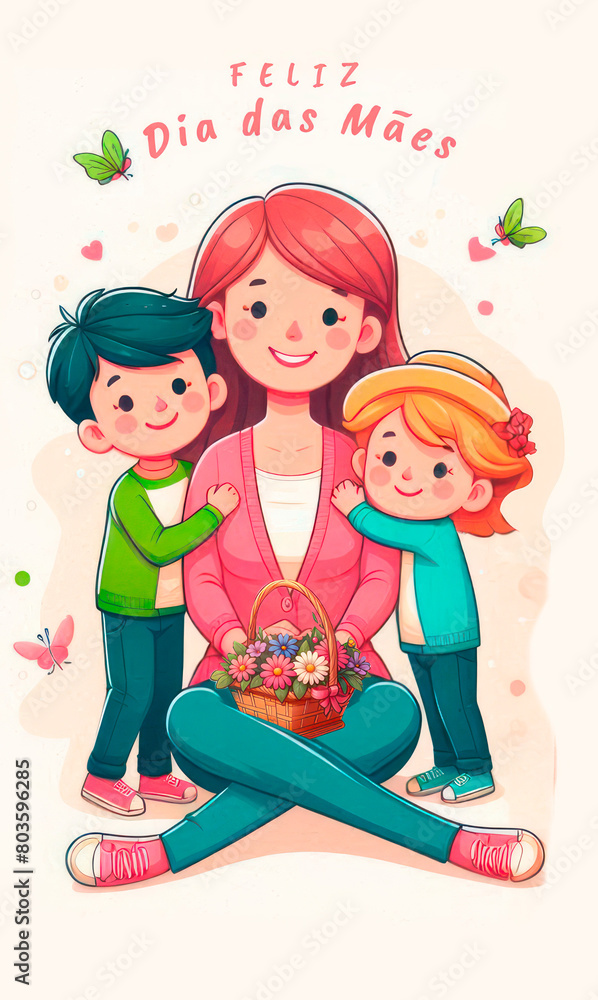 Dia das Mães Cartão floral - Feliz Dia das Mães Stock Illustration ...