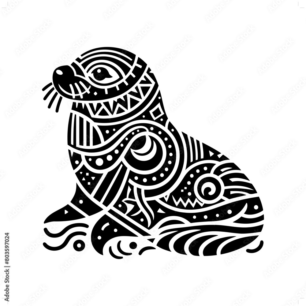 Seal silhouette in animal ethnic, polynesia tribal illustration Seal silhouette in animal ethnic, polynesia tribal illustration