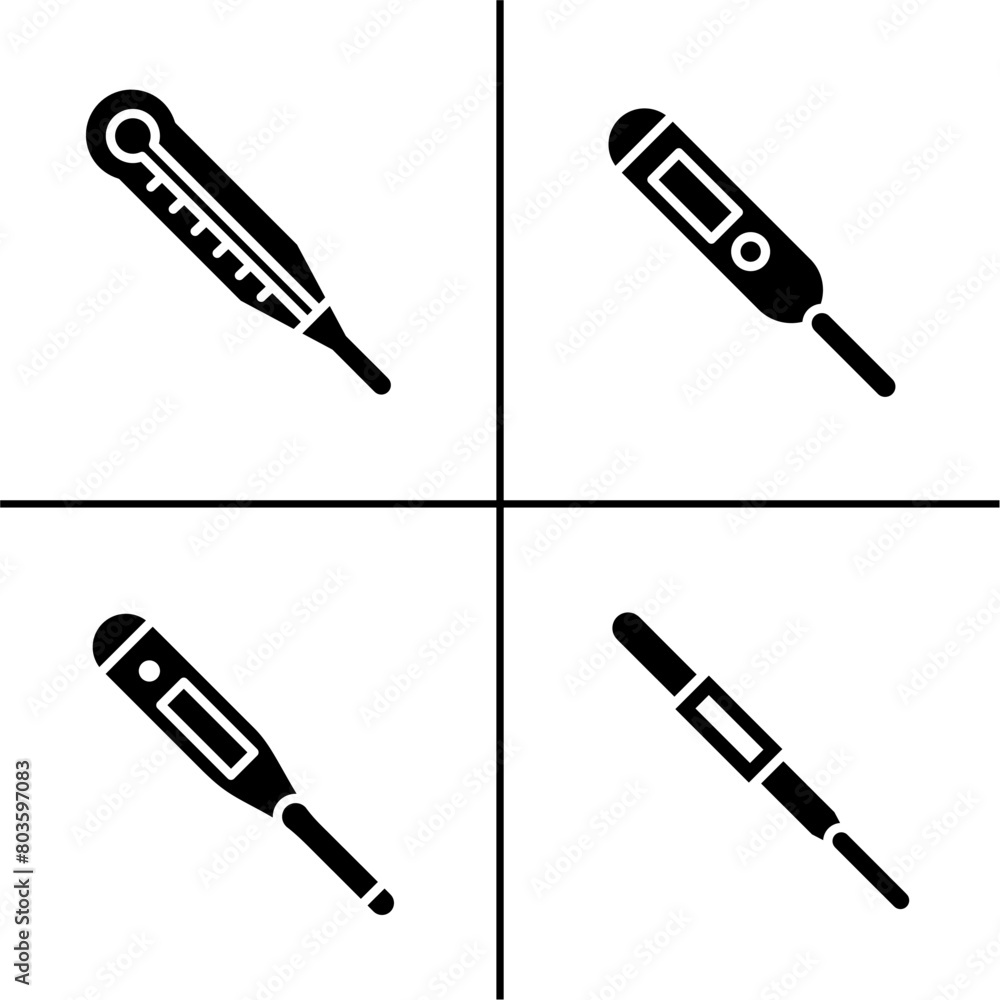 Vector black and white illustration of termometer icon for business. Stock vector design. Vector black and white illustration of termometer icon for business. Stock vector design.
