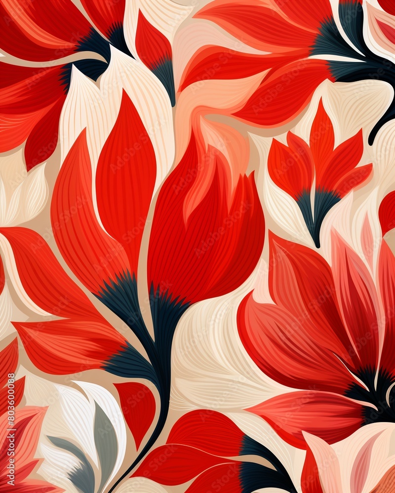 Versatile vermillion prints for all seasons, vivid seamless pattern in ...