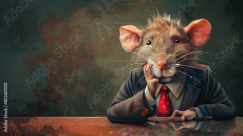 rat banker bad politician caricature, greed anger business concept. cartoons. Illustrations photo