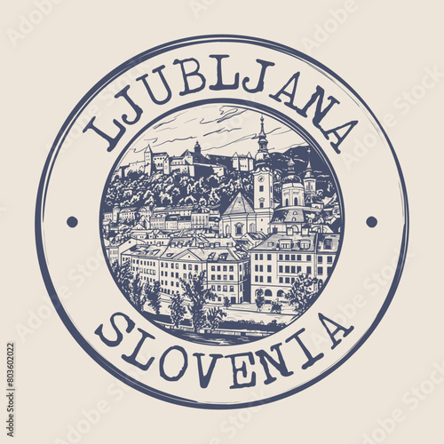 Ljubljana, Slovenia Stamp City Postmark. Silhouette Postal Passport. Round Vector Icon. Vintage Postage Design. photo