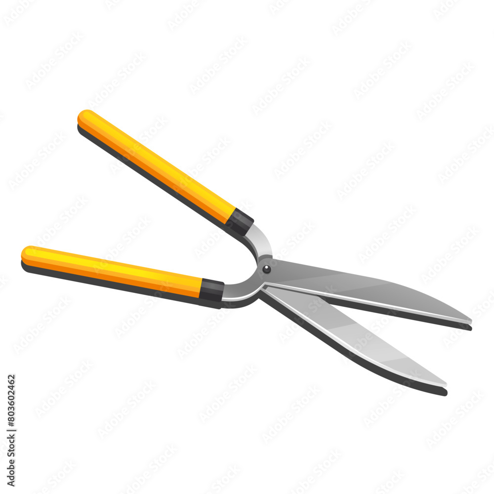 Gardening shears with wooden handle for lawns or garden isolated on white background.
