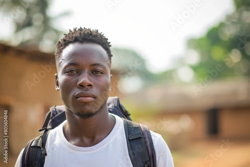 Portrait of an African male student with a backpack