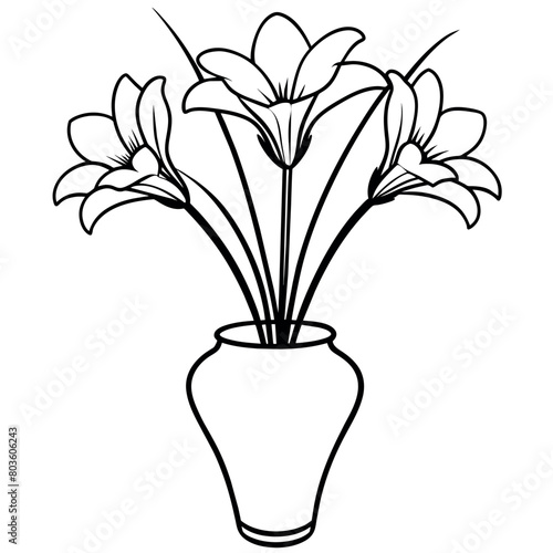black and white flowers in vase clip art preview