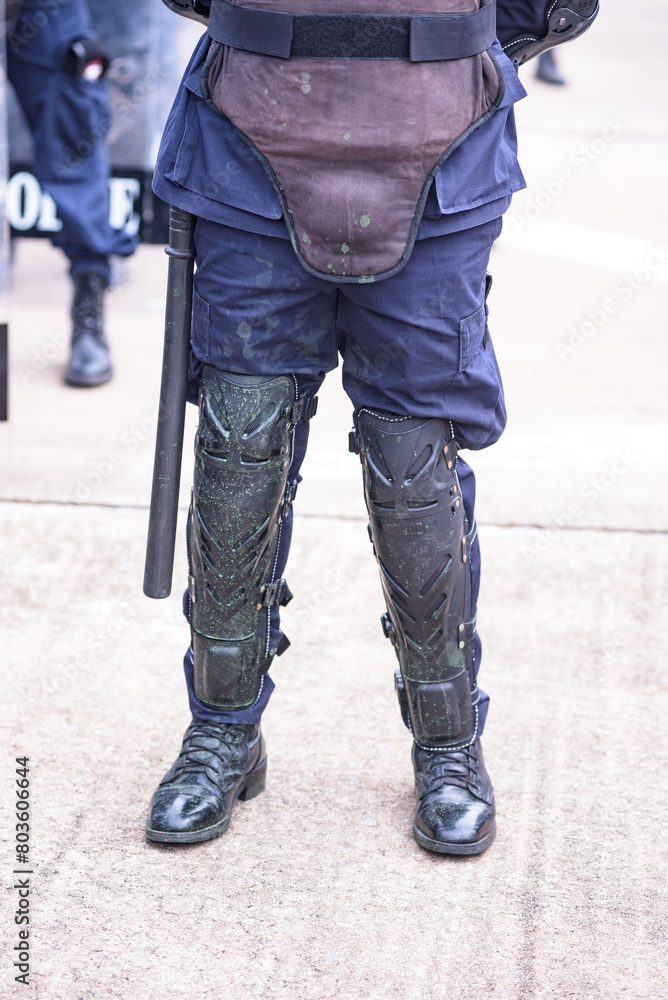 Riot police dispersed protesters and were pelted with paint.
Riot police dispersed protesters and were pelted with paint.