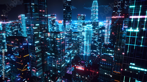 Futuristic City at Night With Vibrant Neon Lights