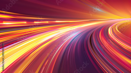 Vibrant Light Trails Converging in an Abstract Space