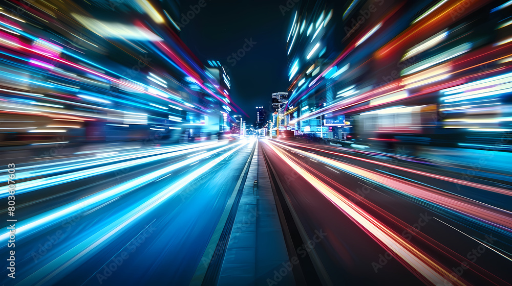 Blurry Night City Street View Blurry Night City Street View