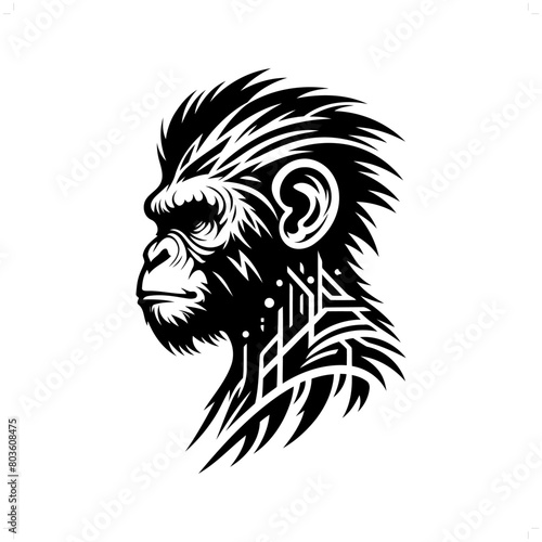 monkey silhouette in animal cyberpunk  modern futuristic illustration