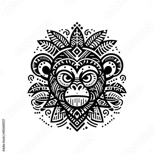 monkey silhouette in animal ethnic  polynesia tribal illustration