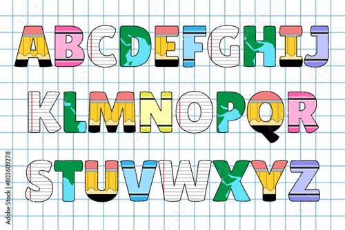 Handcrafted Back To School letters color creative art typographic design