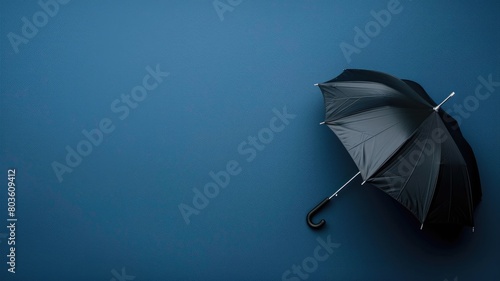 Black umbrella open on blue background photo