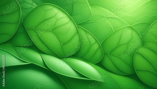 A realistic background showing A clean, green background with leaf patterns