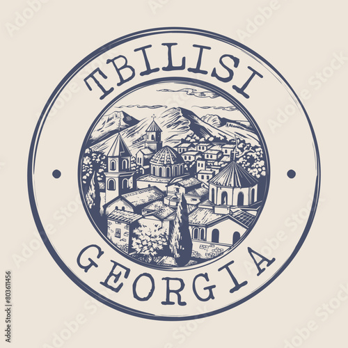 Tbilisi, Georgia Stamp City Postmark. Silhouette Postal Passport. Round Vector Icon. Vintage Postage Design.