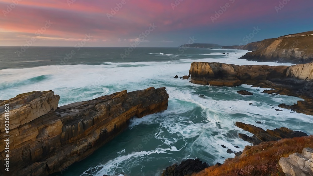 sunset over the ocean Wild Coastline Dramatic Beauty of the Sea