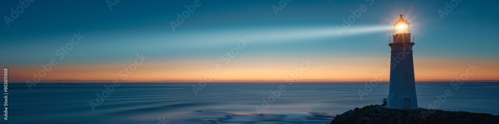 lighthouse banner, copy space, sea or ocean view, sunset or twilight lighthouse banner, copy space, sea or ocean view, sunset or twilight