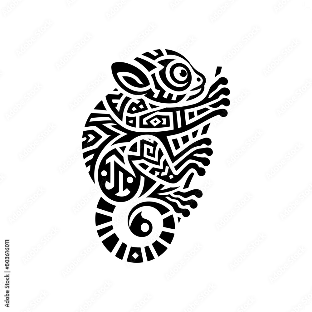 Tarsier silhouette in animal ethnic, polynesia tribal illustration
