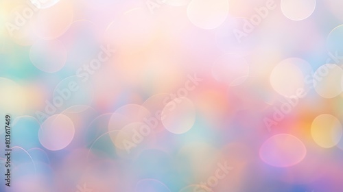 Soft focus abstract blur bokeh background in pastel rainbow hues, for a whimsical and dreamy feel