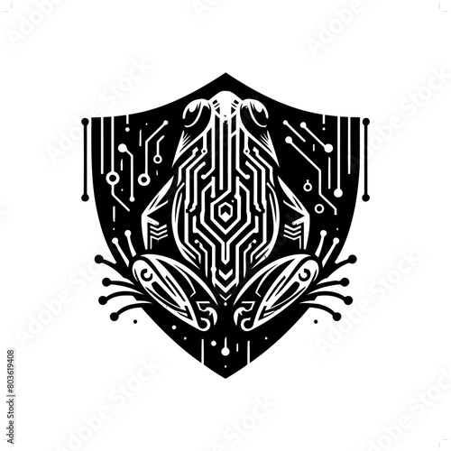 frog, toad silhouette in animal cyberpunk, modern futuristic illustration