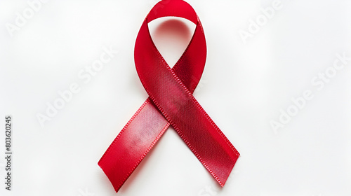 red aids awareness ribbon, Red ribbon isolated on white background.