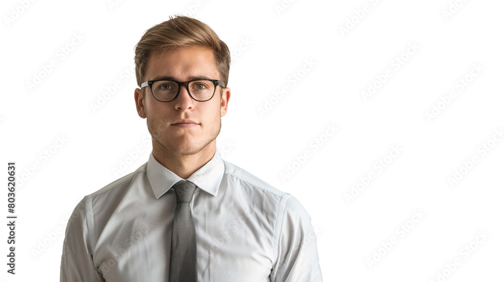 Portrait of a smiling businessman professional executive manager wearing glasses, isolated on a white background Portrait of a smiling businessman professional executive manager wearing glasses, isolated on a white background