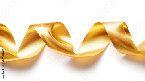 golden ribbon isolated on white, The spiral golden ribbon isolated on white background.