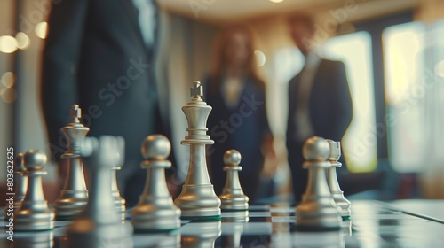 Chess business concept, leader & success. Chess figures on a chessboard.