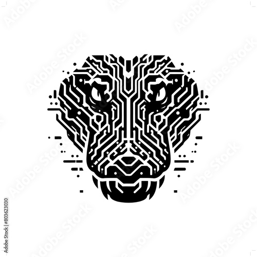 alligator; crocodile silhouette in animal cyberpunk, modern futuristic illustration