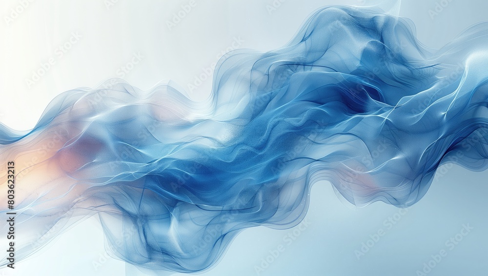 abstract blue smoke swirling on a white background