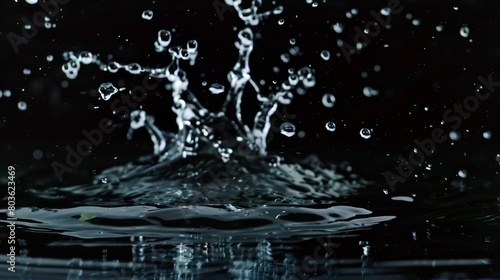Super slow motion of water splash on black background. Filmed on high speed cinema camera, 1000 fps. water. Illustrations