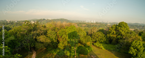 Beautiful panorama landscape view from the Observation towers in Putrajaya Wetlands Park.