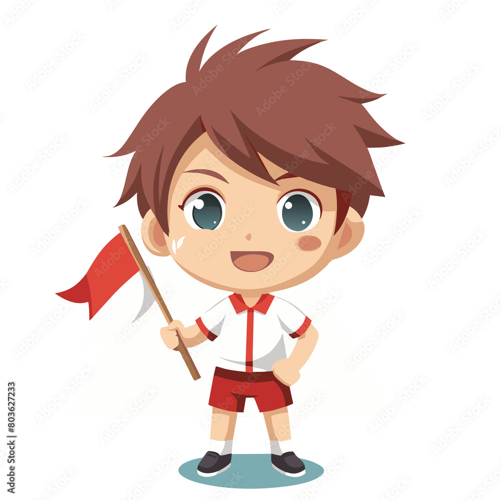 Chibi Character with Red and White like Indonesia Independent Day, for your gaming character or greeting card Chibi Character with Red and White like Indonesia Independent Day, for your gaming character or greeting card