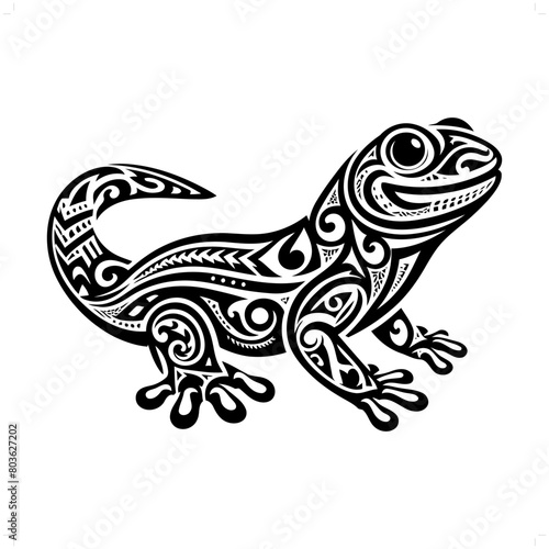 gecko reptile silhouette in animal ethnic, polynesia tribal illustration