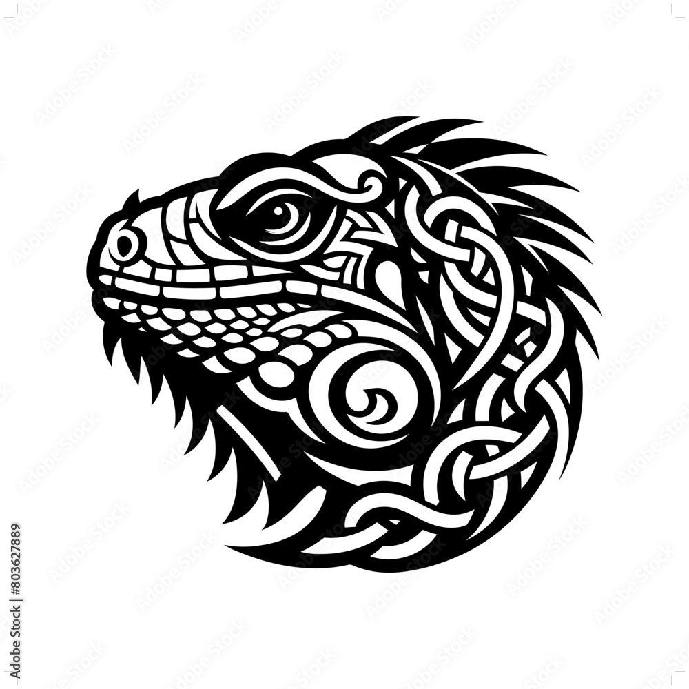 iguana reptile silhouette in animal celtic knot, irish, nordic illustration iguana reptile silhouette in animal celtic knot, irish, nordic illustration