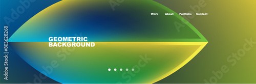 A circle surrounded by an electric blue and green geometric background resembling a terrestrial plant and grass slope, captured in macro photography