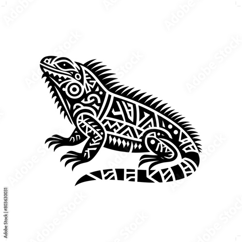 iguana reptile silhouette in animal ethnic  polynesia tribal illustration